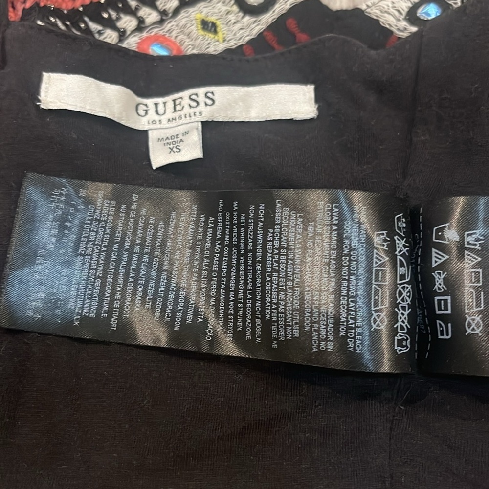 GUESS Womens Black Liberty Embroidered Crop Top Jet Size  XS - Picture 11 of 12